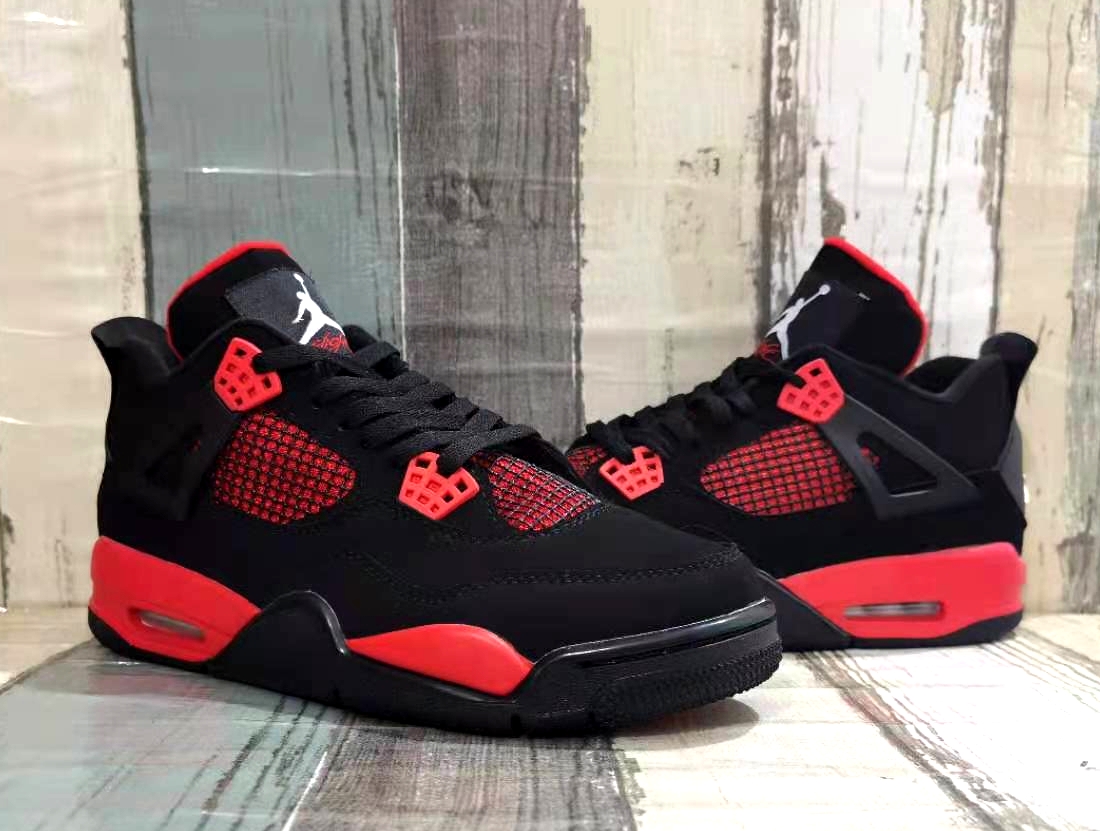 New 2021 Air Jordan 4 Retro Black Red